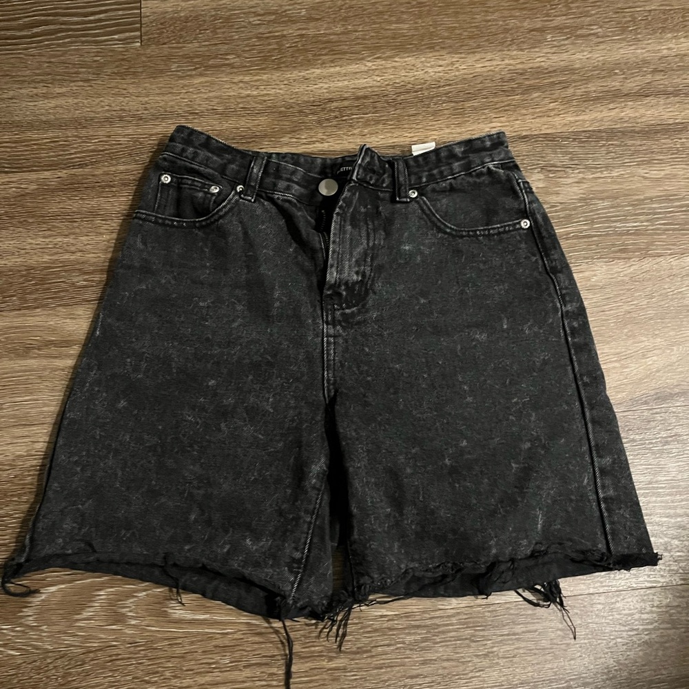 Distressed black denim shorts size small/medium